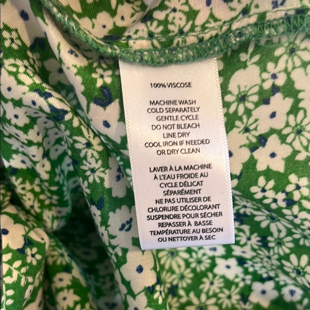 beach lunch lounge Blouse in Vibrant green Floral Print blouse size Small - Picture 10 of 11